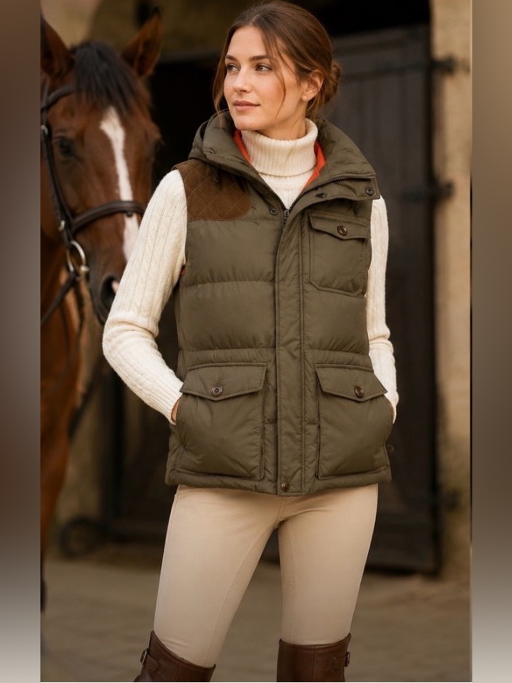 Ralph Lauren Rugby Women’s Green Down Puffer Vest - Size Medium